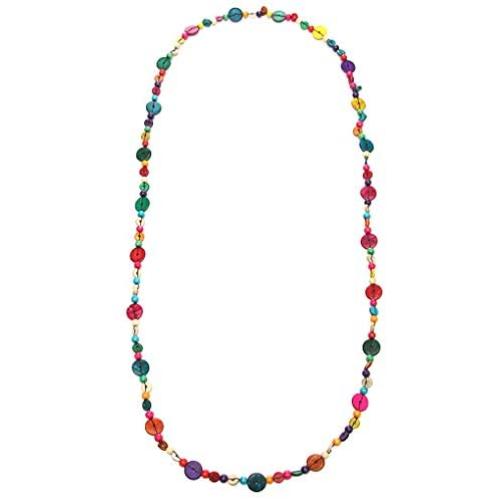 SELOVO Bohemia Women Layers Statement Colorful Wooden Beads Necklace Novelty Jeweley