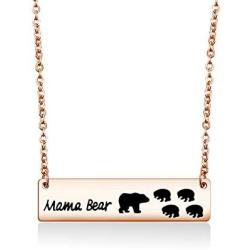 Zuo Bao Sweet Mama Bear Bar Necklace Mother Necklace Mama Bear Jewelry for New Mom