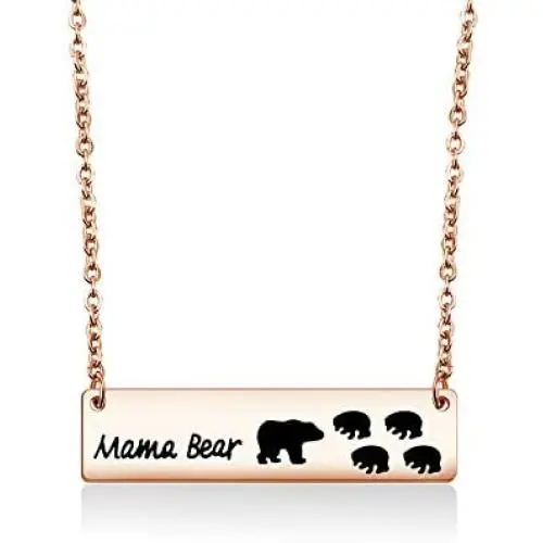 Zuo Bao Sweet Mama Bear Bar Necklace Mother Necklace Mama Bear Jewelry for New Mom