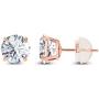 Solid 14K Yellow, White or Rose Gold 4mm Round Genuine Gemstone Birthstone Prong Set Stud Earrings For Women and Girls