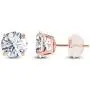 Solid 14K Yellow, White or Rose Gold 4mm Round Genuine Gemstone Birthstone Prong Set Stud Earrings For Women and Girls