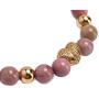 LuckyLy Gemstone Stainless Steel Bracelet For Women with Quartz Crystals Gold with Natural Rhodonite Stones
