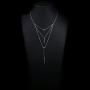 S925 Sterling Silver Multilayer Layered Connected Long Y Pendant Necklace for Women