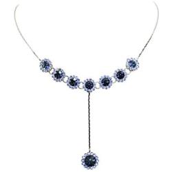Faship Gorgeous Rhinestone Crystal Dangle Floral Necklace Earrings Set
