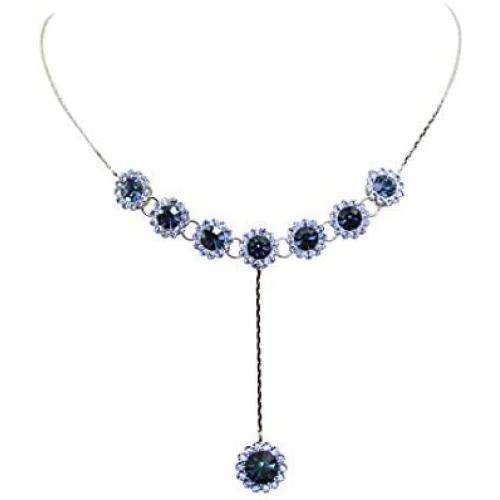 Faship Gorgeous Rhinestone Crystal Dangle Floral Necklace Earrings Set
