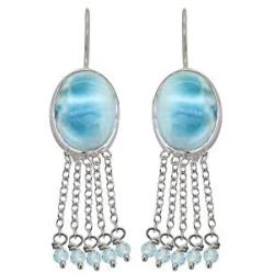 YoTreasure Larimar 925 Sterling Silver Fixed Earwire Chandelier Earrings Jewelry