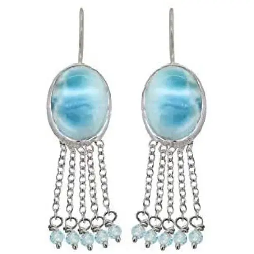 YoTreasure Larimar 925 Sterling Silver Fixed Earwire Chandelier Earrings Jewelry YoTreasure Larimar 925 Sterling Silver Fixed Earwire Chandelier Earrings Jewelry