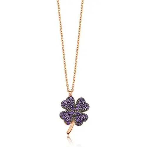 ENZOMAR Four Leaf Clover Amethyst Crystal Necklace for Women - Healing Crystals Jewelry, Teen Girl Jewelry, Sisters Necklace, Pregnancy Necklace for First Time Moms, Chakra Stones, Godmother Jewelry, Wonder Woman Necklace, New Mom Necklace for Women