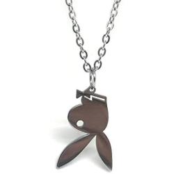 Gold Silver Jewelry World Playboy Bunny Necklace,15'' Rolo Chain in Pure 304 Stainless, with Antiqued Zinc Alloy Play Boy Rabbit Charm Pendant