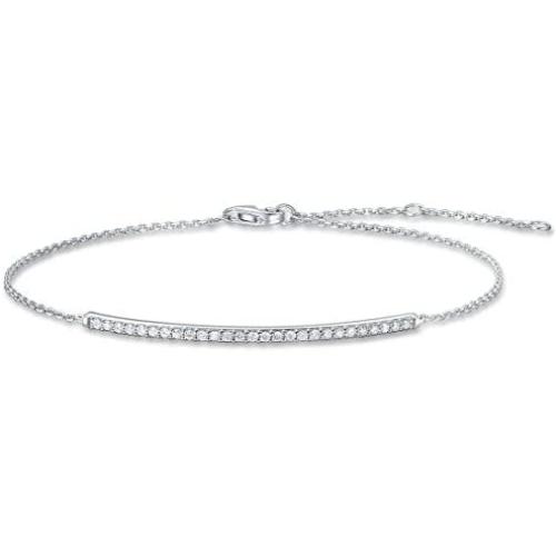 Carleen 14k Solid White Gold Diamond Dainty Bar Bracelet For Women Girls (0.216cttw, Clarity SI2, Color I-J), 7'' + 1.2'' Extender Carleen 14k Solid White Gold Diamond Dainty Bar Bracelet For Women Girls (0.216cttw, Clarity SI2, Color I-J), 7'' + 1.2'' Extender