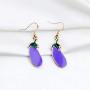 AKTAP Vegetarian Jewelry Vegan Earrings Eggplant Hook Dangle Earrings Gift for Vegan Veganism Gift