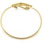 Unisex Egyptian Collection Horus Bird, Ankh, Maat, Eye of Heru Piece 3mm Wire Bangle Cuff Bracelet in Gold Tone (Eye of Heru / XB433G)