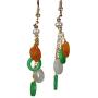 yigedan Natural Gem Dangle Hoops 3 Colors Jade Pearl Drop Earrings for Women Girls 14K Unique Handmade Jewelry