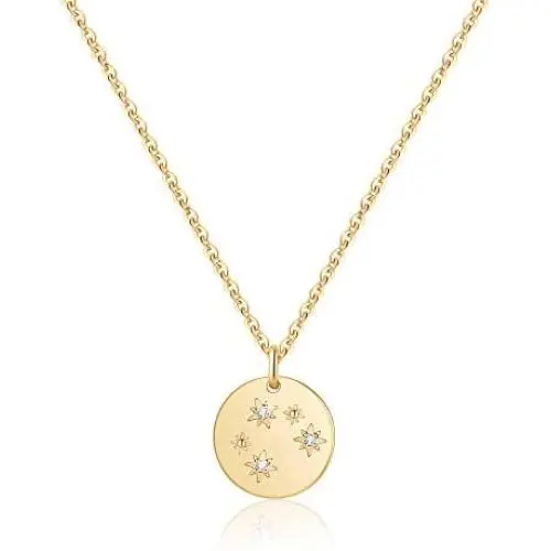 MONOZO Zodiac Necklace for Women, 14K Gold Filled CZ 12 Constellation Pendant Necklace Minimalist Zodiac Sign Necklaces Astrology Disc Necklace Jewelry Gifts for Girls MONOZO Zodiac Necklace for Women, 14K Gold Filled CZ 12 Constellation Pendant Necklace Minimalist Zodiac Sign Necklaces Astrology Disc Necklace Jewelry Gifts for Girls