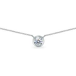 Sterling Silver 6mm Round Bezel-Set Dainty Choker Necklace Made with Swarovski Zirconia