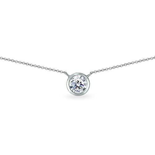Sterling Silver 6mm Round Bezel-Set Dainty Choker Necklace Made with Swarovski Zirconia