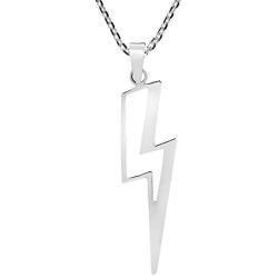 AeraVida Powerful Lightning Bolt .925 Sterling Silver Pendant Necklace