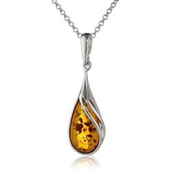 Ian and Valeri Co. Certificate Genuine Amber Sterling Silver Pear Shape Pendant Chain 18'' Necklace