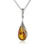 Ian and Valeri Co. Certificate Genuine Amber Sterling Silver Pear Shape Pendant Chain 18'' Necklace