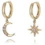 Personality Asymmetric Crystal Star Drop Earrings La Raffine Delicate Joker Moon Style Women Earrings Jewelry