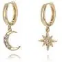 Personality Asymmetric Crystal Star Drop Earrings La Raffine Delicate Joker Moon Style Women Earrings Jewelry