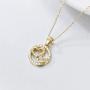 Yafeeso Solid 14K Gold Double Heart Necklace for Women Girls Love Heart Pendant Necklace for Anniversary Mothers Day Couple Jewelry Gifts for Her, 16+2 Inch