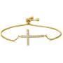NEWBUY Classic Design AAA+ Cubic Zirconia Cross Charm Bracelets for Women Girl Adjustable Copper Chain Bracelet & Bangle Christian Jewelry Baptism Gift