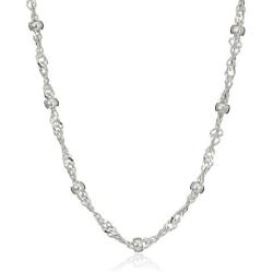 Amazon Essentials Sterling Silver Singapore Bead Chain Station Necklace