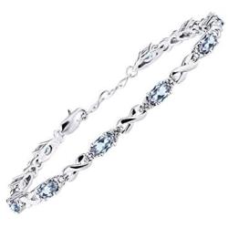 RYLOS Bracelets for Women 925 Silver XO Hugs & Kisses Tennis Bracelet Gemstone & Genuine Diamonds Adjustable to Fit 7''-8'' Wrist, 10 Gorgeous 6X4MM Jewelry for Women Friendship Bracelets