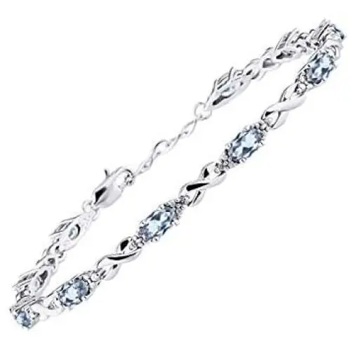 RYLOS Bracelets for Women 925 Silver XO Hugs & Kisses Tennis Bracelet Gemstone & Genuine Diamonds Adjustable to Fit 7''-8'' Wrist, 10 Gorgeous 6X4MM Jewelry for Women Friendship Bracelets