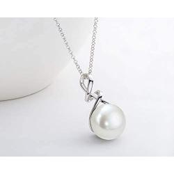 Pearl Necklace Freshwater Cultured White Pearl Pendant Necklace with Silver Chain Unique Style Pearl Jewelry Gifts for Women Girls Wife 9-10mm/12-13mm