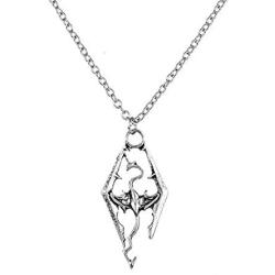 The Elder Scrolls SKYRIM Dragon Silvertone PENDANT/Necklace