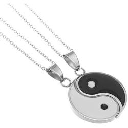 Yinyang Bff Couples Pendant Necklace Chain for Women Mens Personalized Matching Puzzle Diagrams Best Friend Necklaces Gifts for Girlfriend Valentines Birthday
