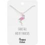 Happy Kisses Pink Flamingo Necklace with “Stand Tall and Be Fabulous” Message Card – Pendant for Women, Kids, and Girls for Mom, Wife or Girlfriend – Small Cute Pendant in Gold & Silver