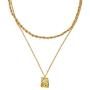 FAMARINE Gold Plated Choker Multi Layered Necklace for Women, Hammered Geometry Pendant Thick Chain Necklace for Women Teen Girls Fashion Jewelry Gift……