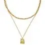 FAMARINE Gold Plated Choker Multi Layered Necklace for Women, Hammered Geometry Pendant Thick Chain Necklace for Women Teen Girls Fashion Jewelry Gift……