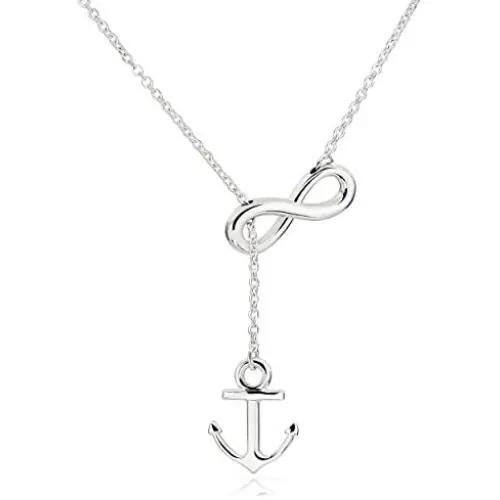 ELBLUVF Newest Stainless Steel Anchor Infinity Y Shaped Lariat Style Necklace 18inch for Women 3 Colors ELBLUVF Newest Stainless Steel Anchor Infinity Y Shaped Lariat Style Necklace 18inch for Women 3 Colors