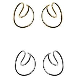 2Pairs Geometry Earring Ear Clip Gorgeous Hooping Ear Cuff Minimalist Hoop Earrings No Piercing Needed Womens Fake Helix Cartilage Earring for Women Girl Jewelry