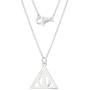 Harry Potter Jewelry for Women, Sterling Silver Deathly Hallows Pendant Necklace, 18'' Chain