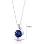 Created Blue Sapphire Pendant Sterling Silver Bezel Set 2.75 Carats