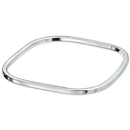 Personalized Engravable Plain Solid Square Shape Stackable Smooth Polished Bangle Bracelet For Women 925 Sterling Silver