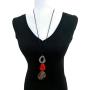 Tagua Nut Necklace Long Tagua Necklace in Red and Gray TAG638, Vegetable Ivory Necklace. Organic Handmade Tagua Nut Jewelry