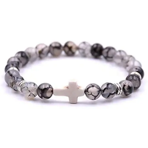 SOFTONES 8mm Beads Cross Bracelet for Women Men Natural Stone Elastic Link Prayer Bracelet for Boy Girls,with Gift Box SOFTONES 8mm Beads Cross Bracelet for Women Men Natural Stone Elastic Link Prayer Bracelet for Boy Girls,with Gift Box