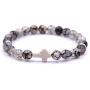SOFTONES 8mm Beads Cross Bracelet for Women Men Natural Stone Elastic Link Prayer Bracelet for Boy Girls,with Gift Box
