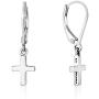 Marina Meiri 925 Sterling Silver Dangle Cross Earrings with Leverback Clasp Hook