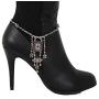 TFJ Women Ethnic Fashion Bling Jewelry Boot Bracelet Antique Silver Metal Chain Shoe Anklet Purple Star Charm