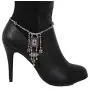 TFJ Women Ethnic Fashion Bling Jewelry Boot Bracelet Antique Silver Metal Chain Shoe Anklet Purple Star Charm