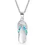 Blue Pink Rainbow Created Opal Sandal Flip Flop Pendant Necklace For Women Teen 925 Sterling Silver October Birthstone