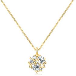 ZRU Dainty Necklace for Women, 18K Rose Gold/Gold/White Gold Plated Simple Pendant Necklace with Cubic Zirconia, Valentines Day Gift Birthday Gifts for Teen Girls Girlfriend Wife Her