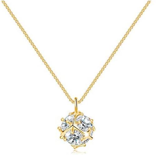 ZRU Dainty Necklace for Women, 18K Rose Gold/Gold/White Gold Plated Simple Pendant Necklace with Cubic Zirconia, Valentines Day Gift Birthday Gifts for Teen Girls Girlfriend Wife Her